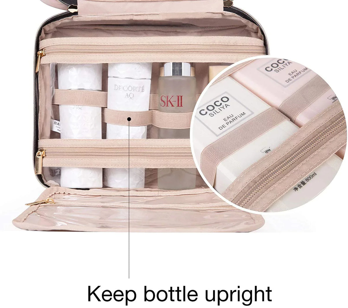 Hook, Sized Cosmetic with Toiletries Bag Shampoo, Organizer liquid-resistant Travel for Hanging Accessories, Bag Makeup Full Bag Container, Toiletry Travel
