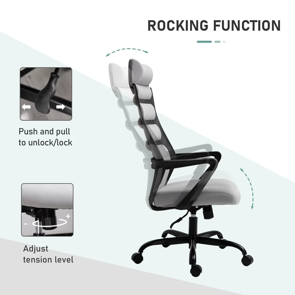 & with Grey Adjustable Swivel Chair Capacity, 275 26.75 in Executive lb. Height, Vinsetto