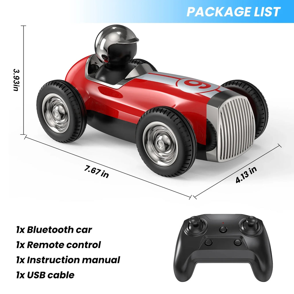 Music RC for Kids AUOSHI with Wireless Remote Bluetooth Car Gifts, Speed for Boys 2.4GHz Control Stunt Trucks Car Red 2 RC Mode Fast Speaker RC Girls Toys Car
