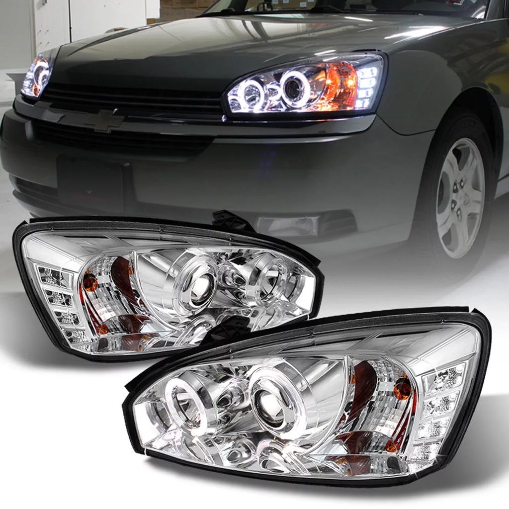 Halo 2004-2007 For w/ LED AKKON - DRL Lamps Chrome Dual Chevy Housing Malibu Headlights Turn Projector Signal