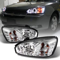 Halo 2004-2007 For w/ LED AKKON - DRL Lamps Chrome Dual Chevy Housing Malibu Headlights Turn Projector Signal