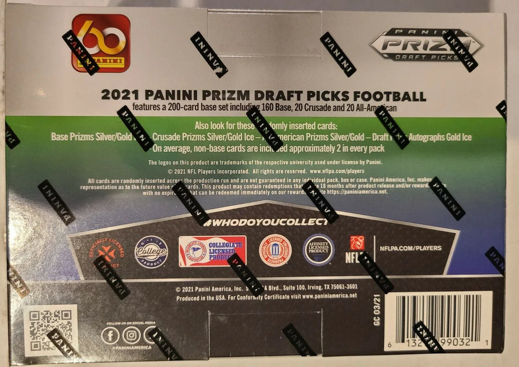 pks/bx, Prizm Gold Panini Autograph Picks Prizm Ice MEGA Football Box (12 ONE 2021 card/bx) Draft