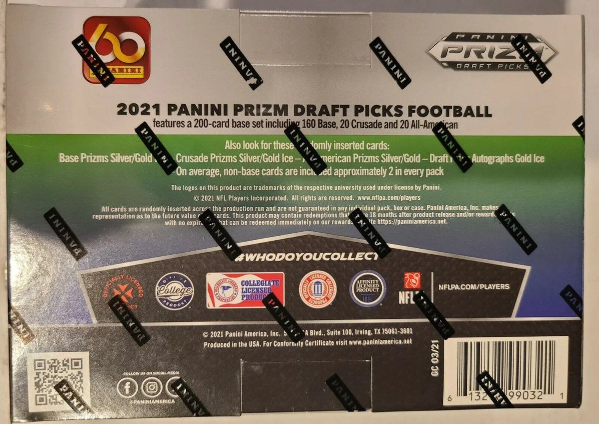 pks/bx, Prizm Gold Panini Autograph Picks Prizm Ice MEGA Football Box (12 ONE 2021 card/bx) Draft