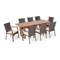 8 Expandable Cream Set, Wicker Dining Brown, exterior Maxwell Wood and Seater