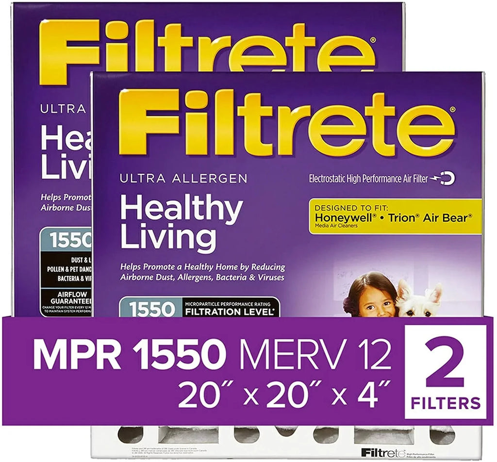 Allergen 4.31 Filtrete Dimensions AC Fits Pleat, Healthy MPR 19.88 Exact Air 12, Honeywell 20x20x4 Furnace MERV Devices Deep & 19.88 1550 Filter, Lennox Ultra 2-Pack, x x Living