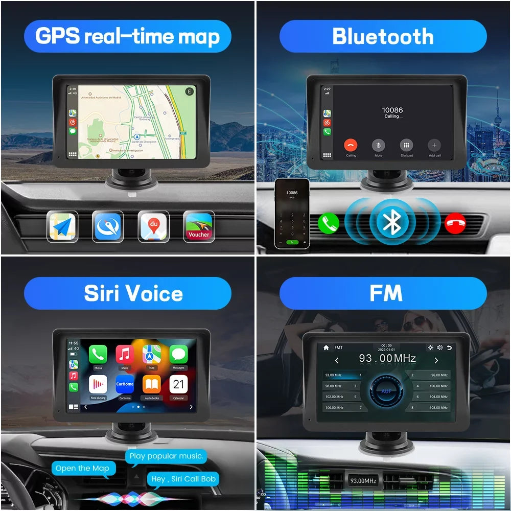Video Navigation,FM Car Support Android Music, Touch inch 7 with Bluetooth Awesafe Screen Audio, Wireless Stereo Auto Carplay , GPS