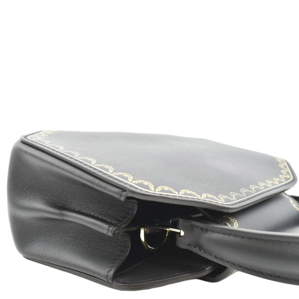 Mini Calfskin Pre-owned Top Guirlande Handle Leather Bag CARTIER Black Satchel