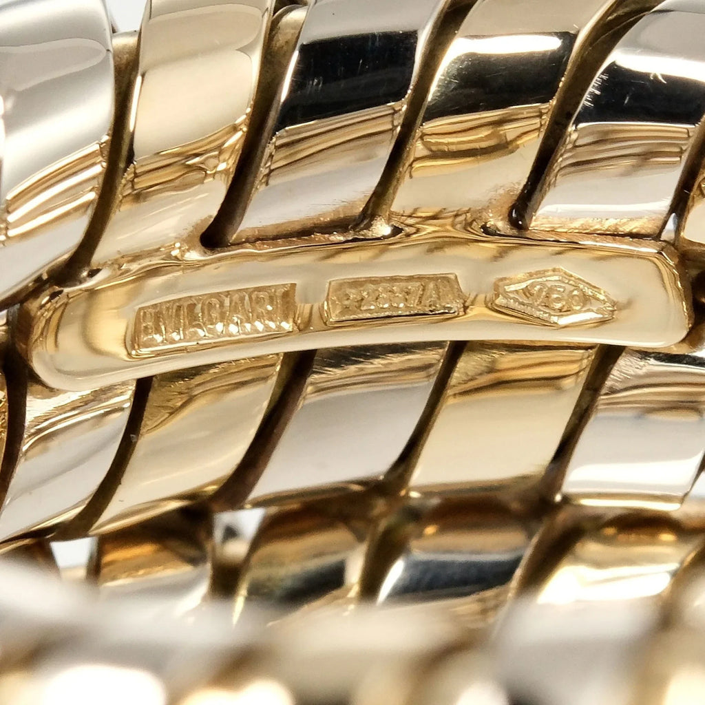 YG BVLGARI (Good) Pre-Owned WG 9 White Bulgari Ring Gold No. K18 3-row Yellow 14.53g Tubogas