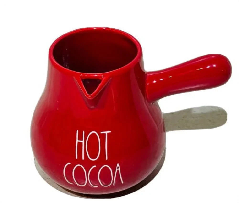 COCOA LL Rae HOT Kitchen Ceremic Red Pot Letter with Dunn White
