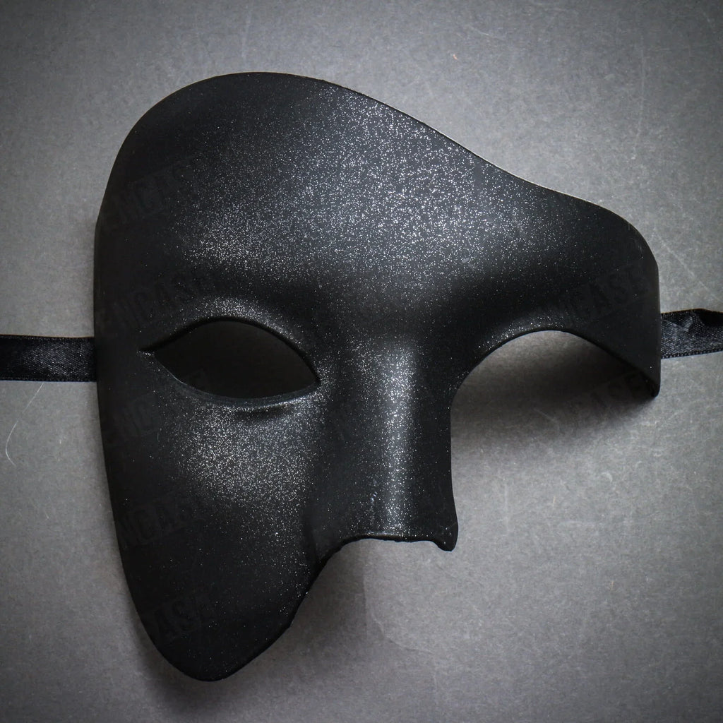 | Mask Costume Venetian Black Masquerade Plain Face Phantom Half Halloween Vintage