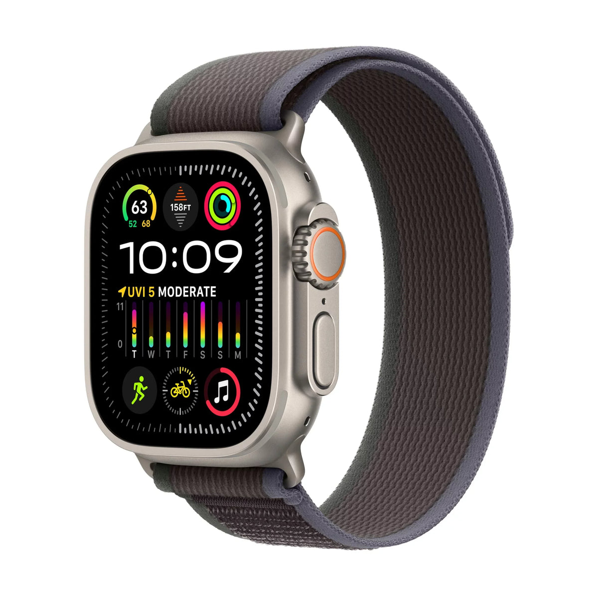 with - nylon dimension: 2.17 - watch Loop 49 Trail 64 - - 4G - M/L - UWB, titanium Watch - Ultra - 2 weave smart mm GB Bluetooth oz LTE, - blue/black Wi-Fi, band -