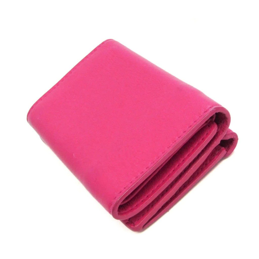 Leather Mini (tri-fold) (Good) Pink Pre-Owned Wallet Women's Papier 391446 Wallet Balenciaga