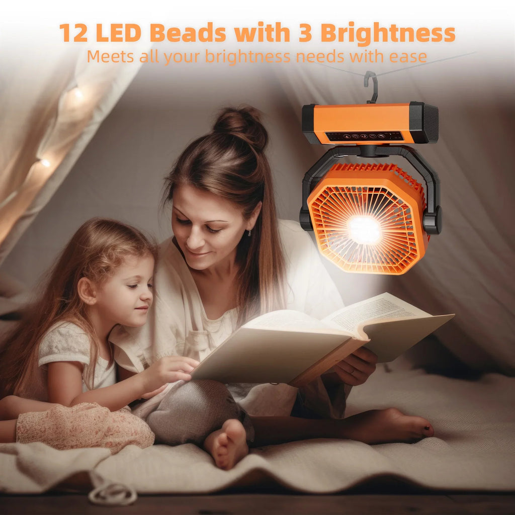 exterior LED Brushless Garage Timer, Portable Motor, MORIKO Patio Battery Fan Rechargeable Lantern, 20000mAh Remote, 270° Powered Ventilator Pivot 4 90° Jobsite Oscillating Fan Cordless w/ Speed Hook,