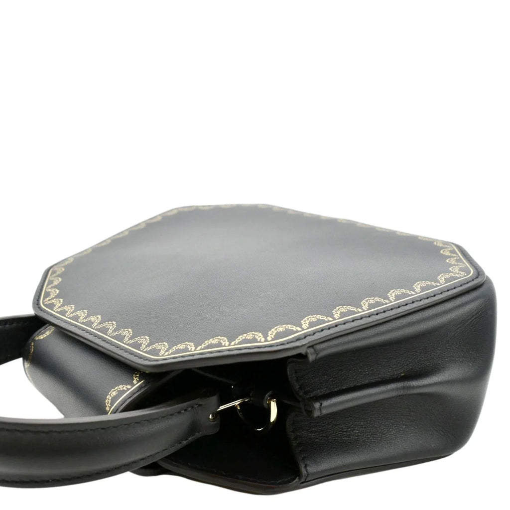 Mini Calfskin Pre-owned Top Guirlande Handle Leather Bag CARTIER Black Satchel