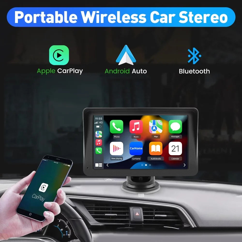 Video Navigation,FM Car Support Android Music, Touch inch 7 with Bluetooth Awesafe Screen Audio, Wireless Stereo Auto Carplay , GPS