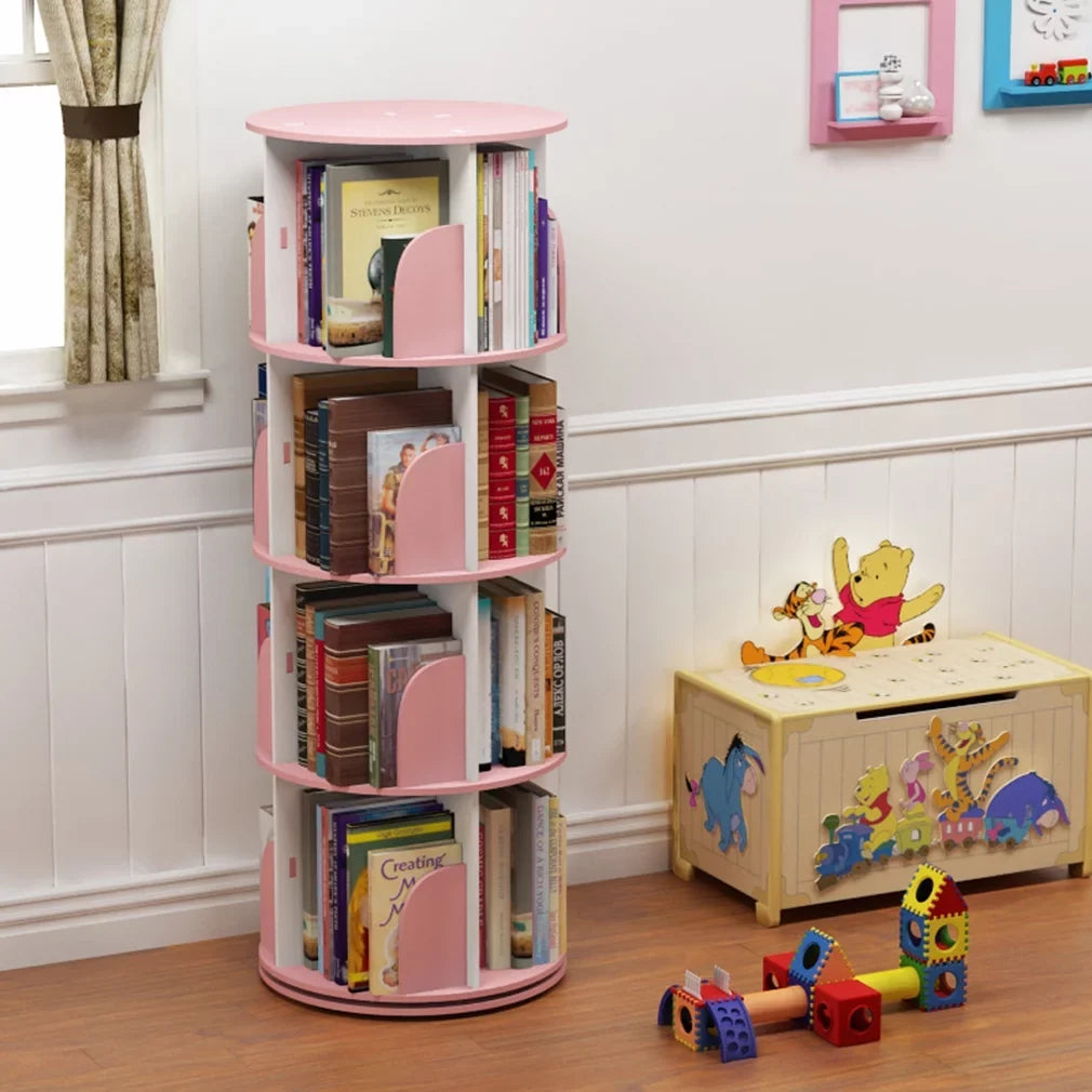 Shelves Stackable 360° 4 Rotating Organizer Bookshelf Tier