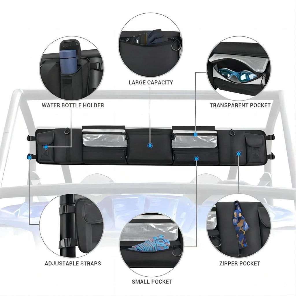 Multiple Compatible with Storage Organizer, UTV Bag Cargo MICTUNING Roll Gear Bag Rear Cage Tool Pockets