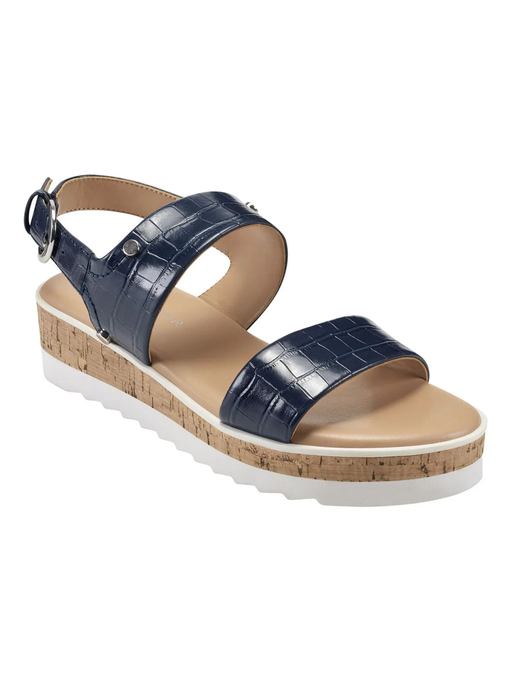 Womens Platform MARC Wedge Sandals 8.5 Mixed 1" Shoes Media Toe Blue FISHER Almond Buckle M Demi Gordy