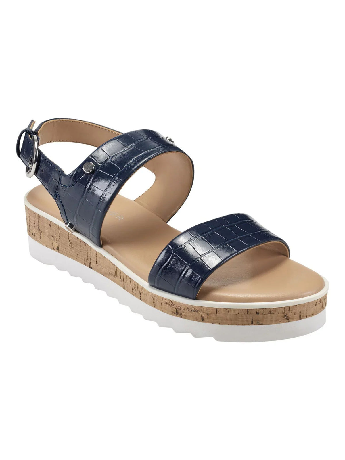 Womens Platform MARC Wedge Sandals 8.5 Mixed 1" Shoes Media Toe Blue FISHER Almond Buckle M Demi Gordy