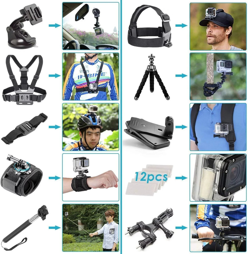 HERO7 Fully - Waterproof Card Camera with - 64GB GoPro Kit Video, Micro Photos, White Full Stabilization with Piece Screen, Loaded Action Sd Touch 50 and HD and Accessory - Bundle 10MP