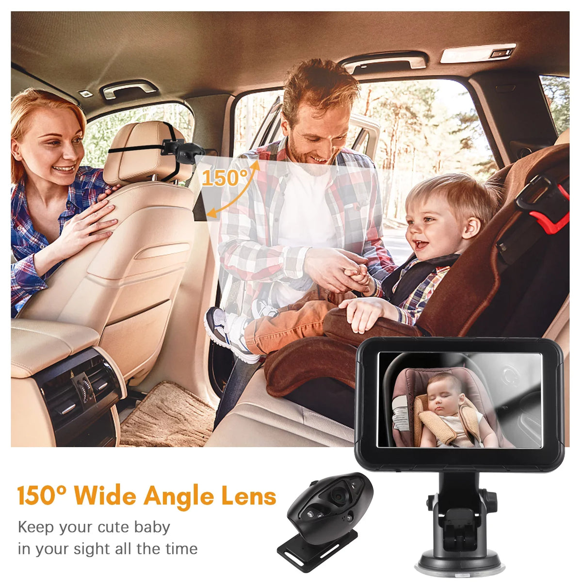 Night Wide Mirror Baby Car View Resolution 150° High Pinnaco Inch Camera Vision Invigilator Display 5