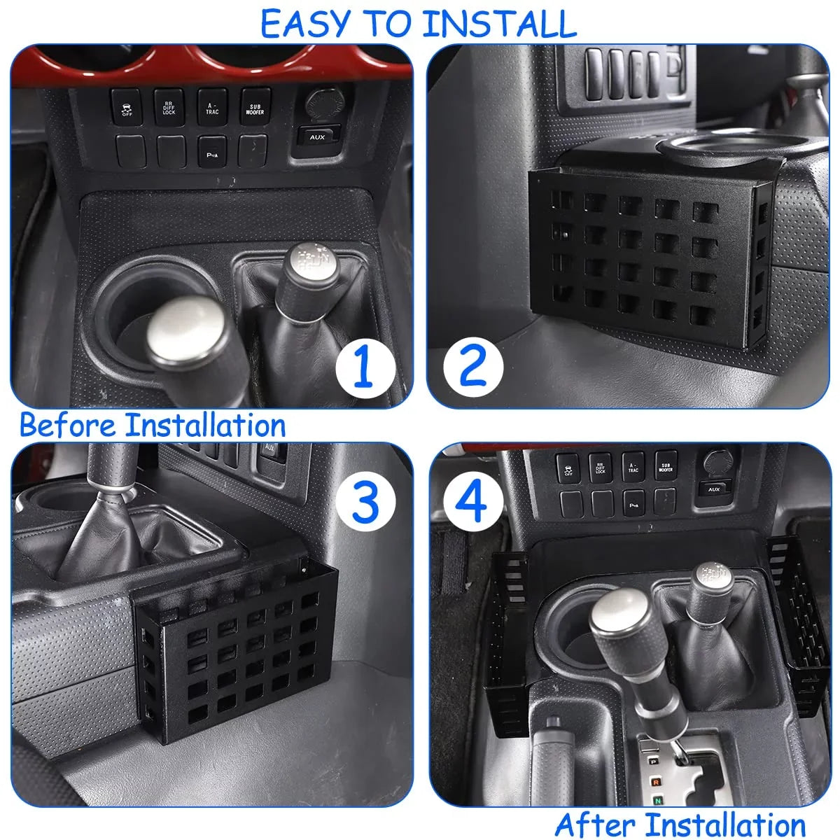 Box 5.3in,1PCS 2007-2021, Black,Height FJ with Toyot@ Car Compatible Shifter Cruiser Tinki Storage