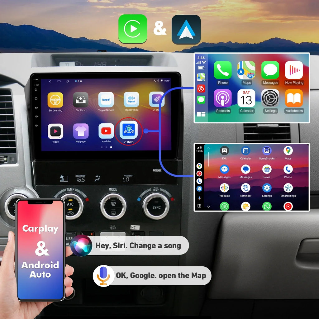 10.1 Camera Car Car Backup for with Radio Touchscreen inches Auto Android Sequoia IPS Android 12 Screen Tundra & & Carplay 2008-2018 2007-2013 Support Stereo 6+128G