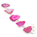 SR Jewelry Handmade Gemstone 212 Botswana 7-8" Agate Ethnic Bracelet Gifted Pink