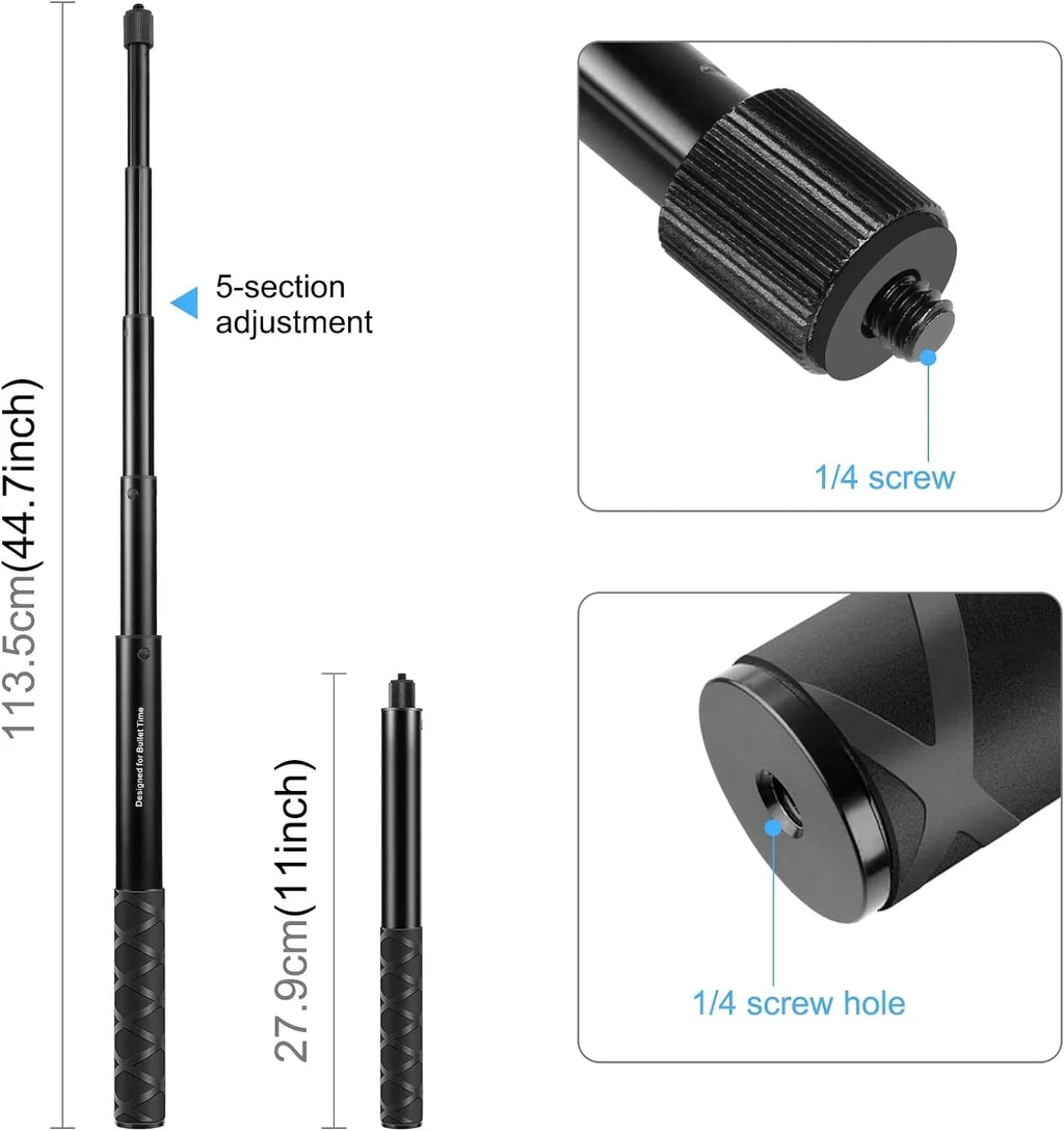 Mount Motorcycle for Stand Capture Panora Monopod with PULUZ Bicycle Insta Aluminum Stable 360 Shock-Proof Camera