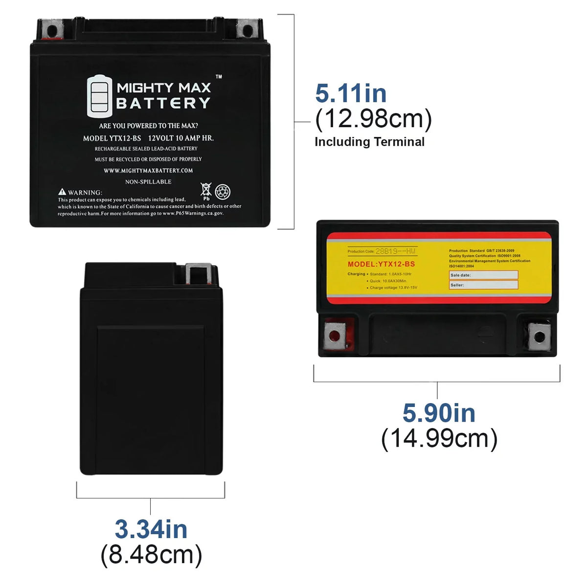 for 2001-2004 GSX-R1000 10AH Battery Suzuki 12V YTX12-BS
