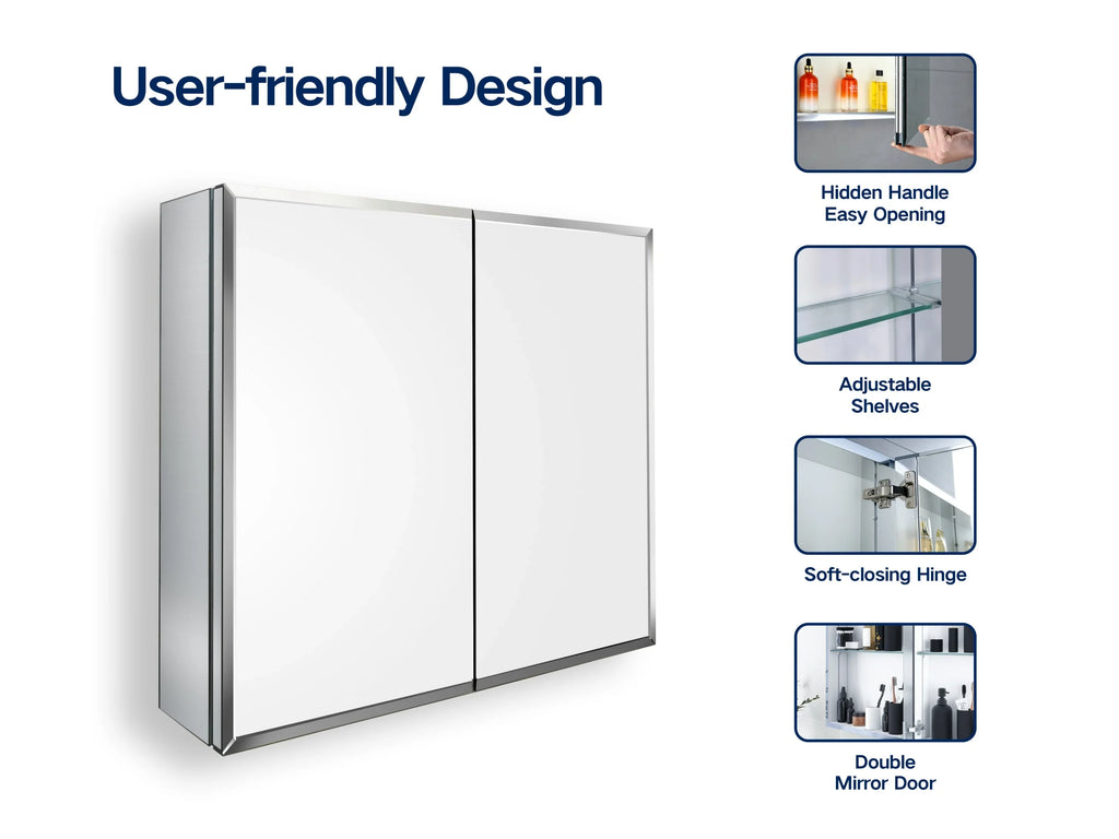 Cabinet Mirror Double Elegant Medicine Door Reflections