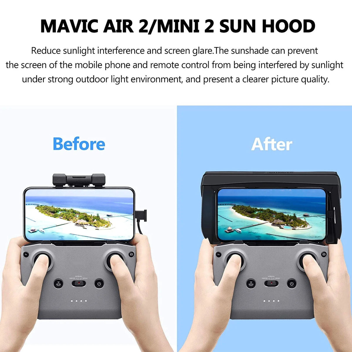 Mini Phone Hood DJI Foldable Shade Mavic Drone Air 2 US Remote Sun 2 Control for