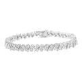 Double Silver Set Miracle Sterling Row I3) (I-J, Diamond .925 Bracelet 1 - cttw 7.25" Link