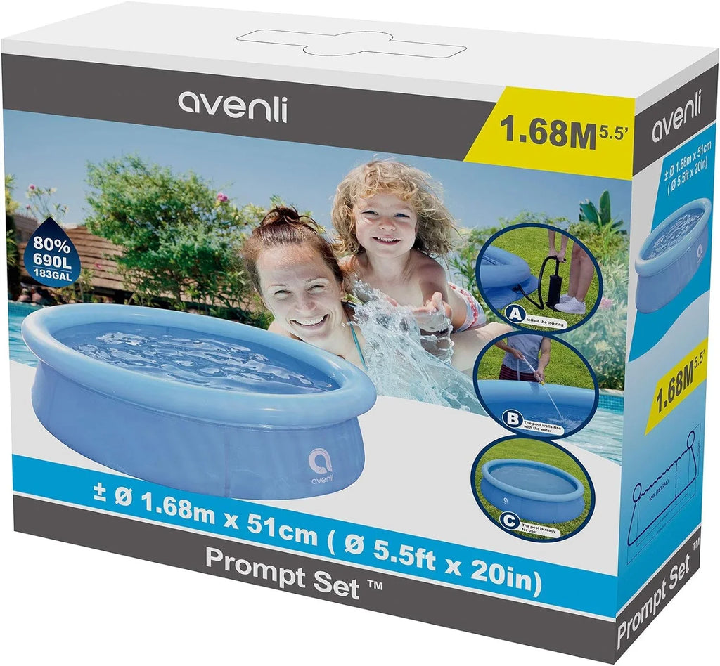 Inflatable Swimming exterior Backyard 1 2 Blue 5.5 Pool, 20 Capacity Kids Above Ground Person Avenli 12014 To X Set Inch Prompt Kiddie Foot