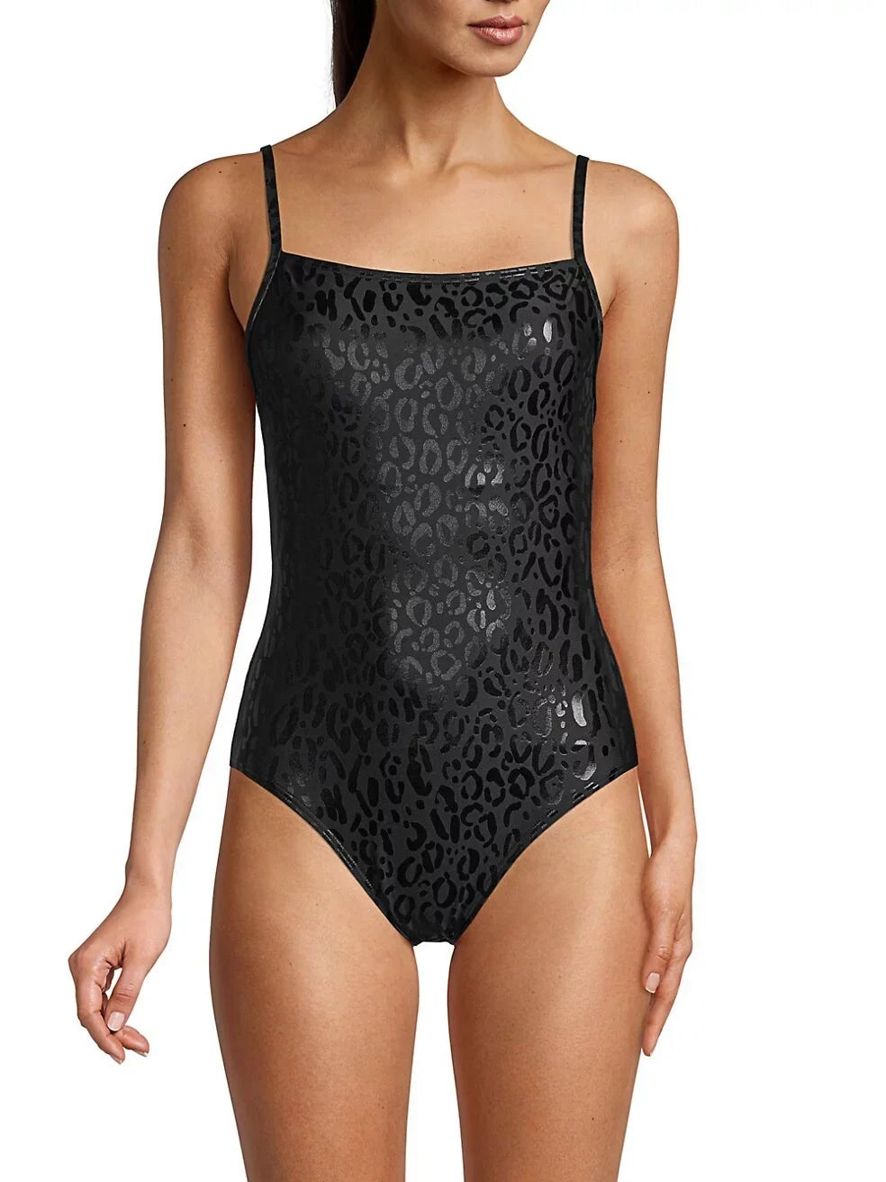 One-Piece Small US Leopard-Print DKNY BLACK Swimsuit,