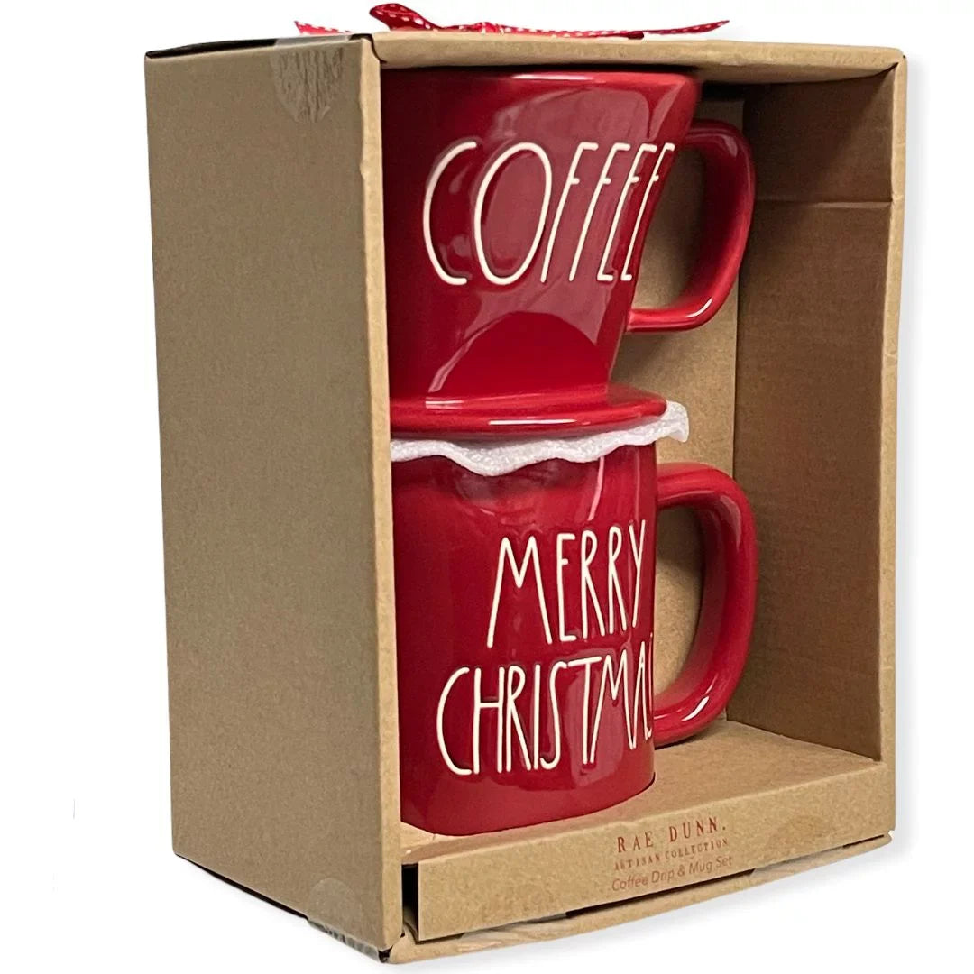 Dunn Rae Over Pour Coffee Drip Set Gift MERRY CHRISTMAS Mug
