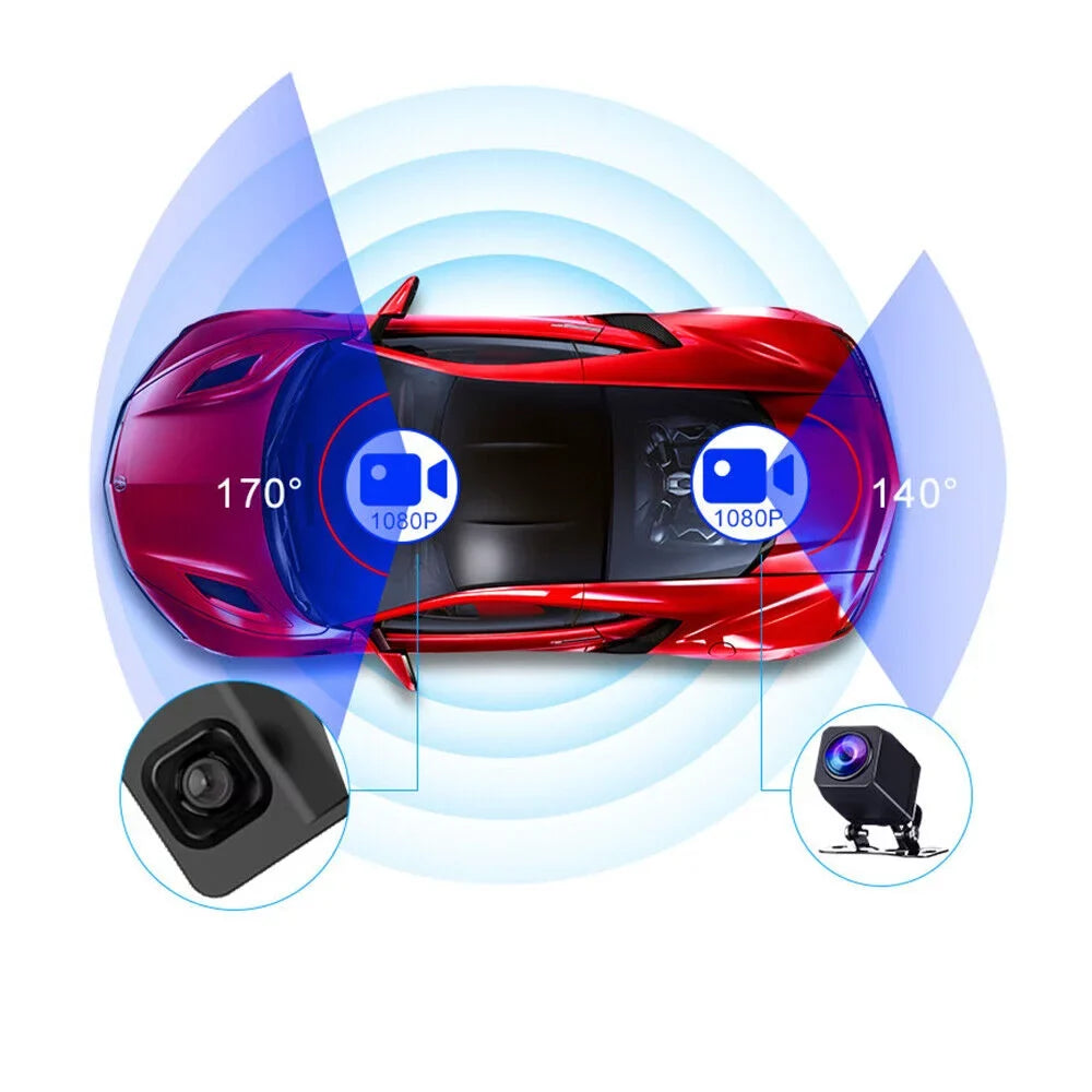 WiFi G·PEH Cam US 12" Mirror Dual Dash RearView Backup Car GPS Voice 4K Control
