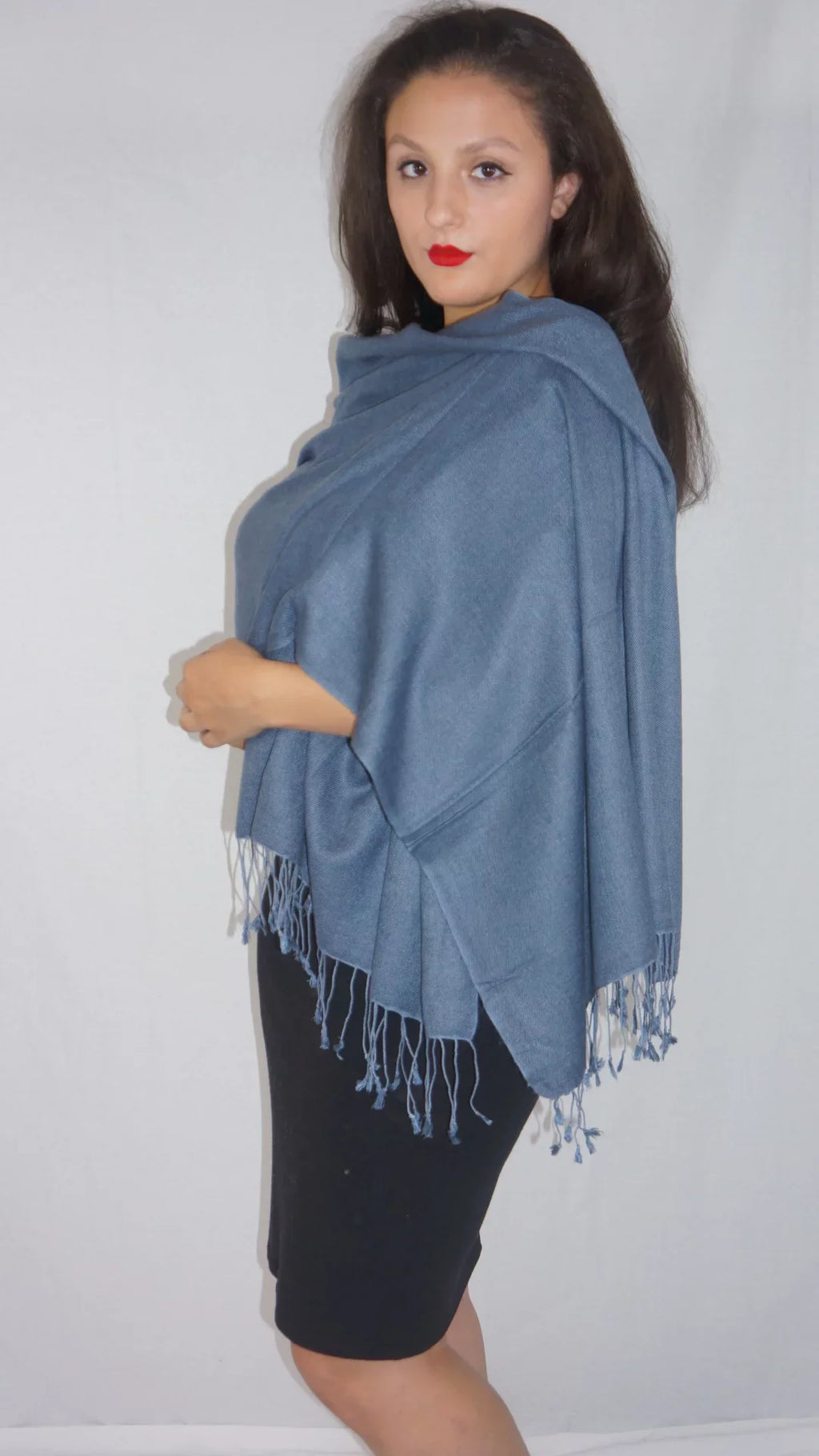 Grey Shawl/Shawls/Scarf/Scarves/Wrap/Stole/Muffler/Cape/Ruana/Blanket/Throw/Pashmina Shawl/Cashmere Shawl) (Slate Scarf/Wool/Silk Regular