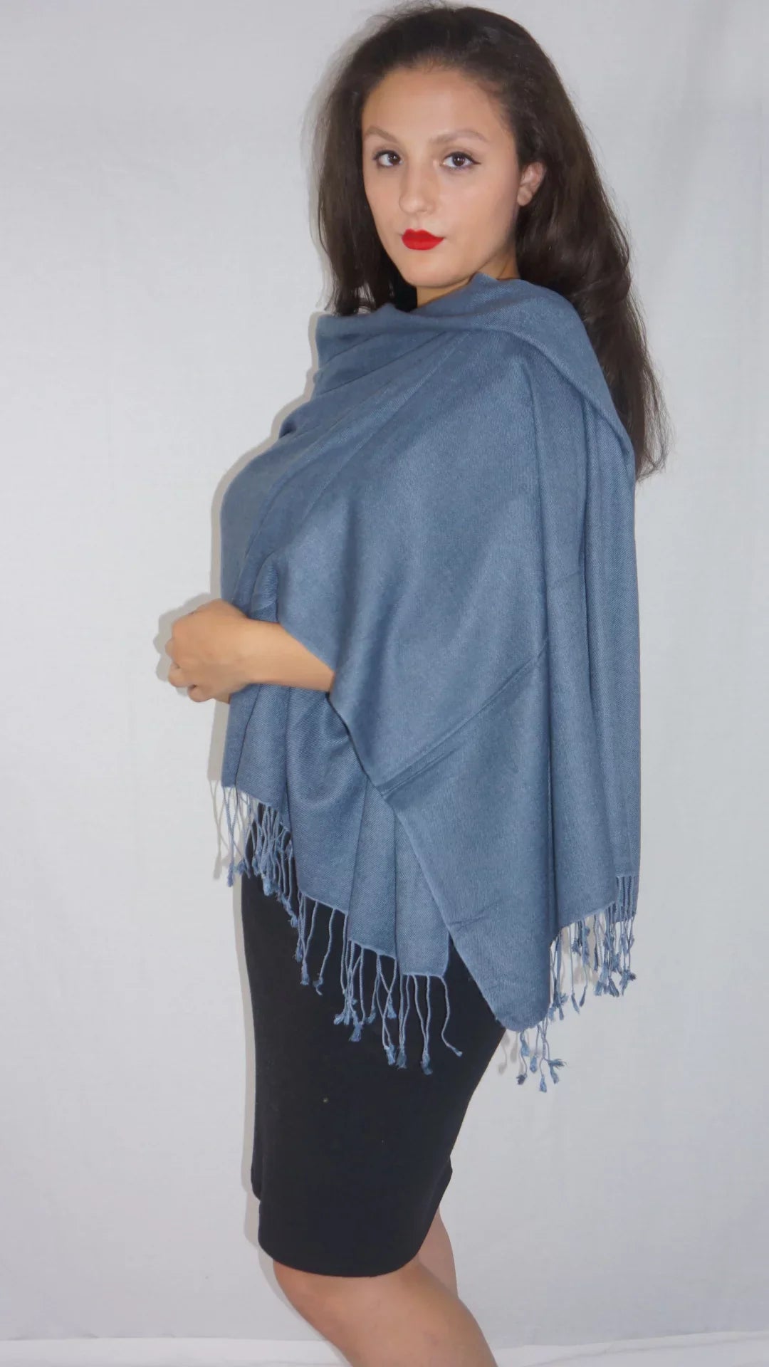 Grey Shawl/Shawls/Scarf/Scarves/Wrap/Stole/Muffler/Cape/Ruana/Blanket/Throw/Pashmina Shawl/Cashmere Shawl) (Slate Scarf/Wool/Silk Regular