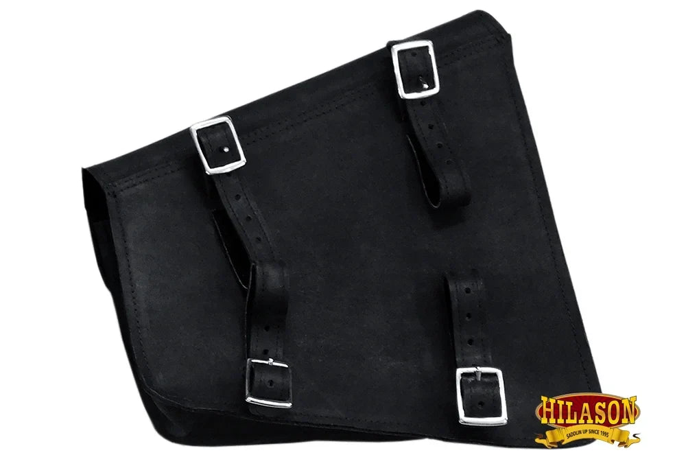 Motorcycle Bike Leather Rigid Solo Bag Side Flap Saddle Western 15HS Right