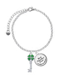 Teacher Dome Four Delight Best Translucent Key Silvertone Bracelet Green Jewelry Clover Charm Ever Lucky Leaf