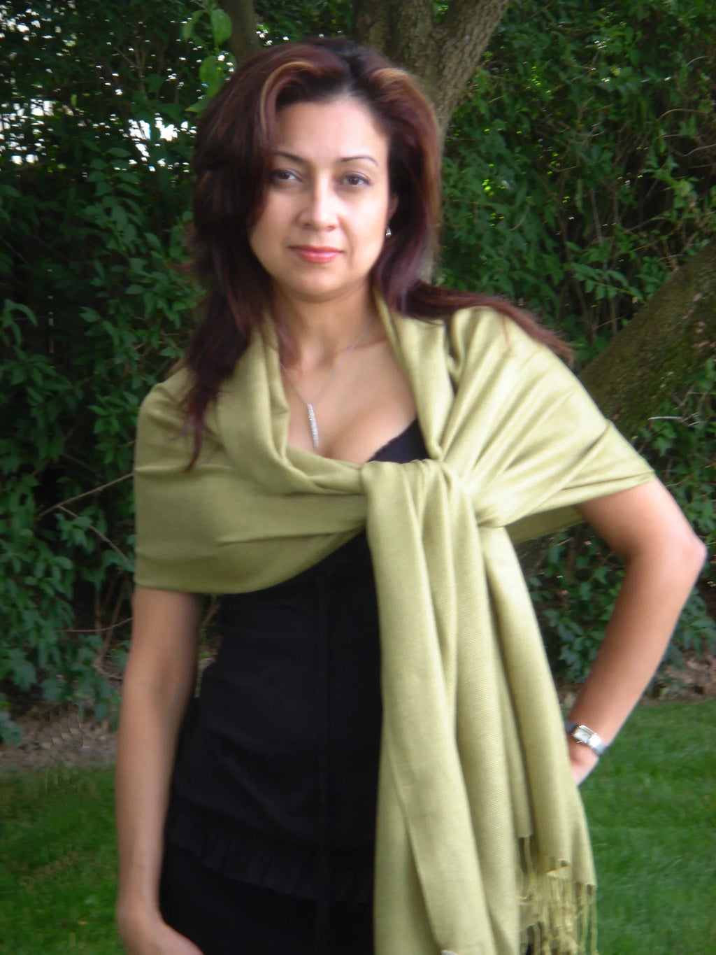 Scarf/Wool/Silk (Olive Shawl/Shawls/Scarf/Scarves/Wrap/Stole/Muffler/Cape/Ruana/Blanket/Throw/Pashmina Regular Shawl/Cashmere Shawl) Green