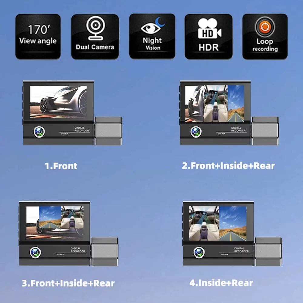 Safety 4in Recorder Video Cam Recorder Cameras Car Clear 3 Auto Car Mirror Dash Recording Gecheer Rearview Car Driving
