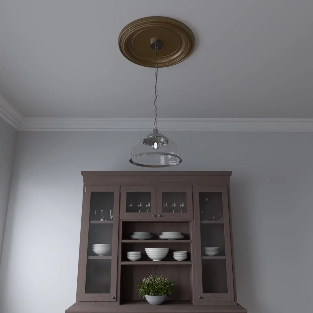 Canopies 1 to 1/2"P Thermoformed x 13 up Millwork 3 x Rush (Fits Medallion 1/2"ID Gold Ekena PVC 1/2"), 22"OD Ceiling Traditional Metallic