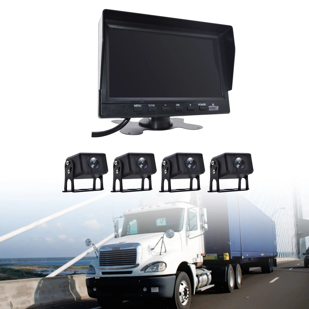 RV DVR Driving View Camera Recorder Bus+4 7" for Rear Truck Video Backup Monitor