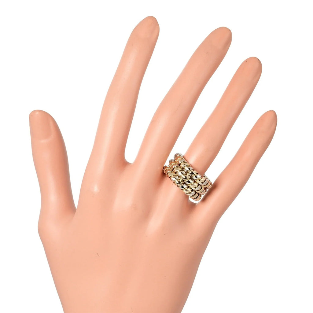 YG BVLGARI (Good) Pre-Owned WG 9 White Bulgari Ring Gold No. K18 3-row Yellow 14.53g Tubogas