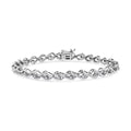 Round-Cut Silver Bracelet .925 Cttw 1/10 (I-J 7.25" Flame - Diamond of Color, Sterling I3) Links