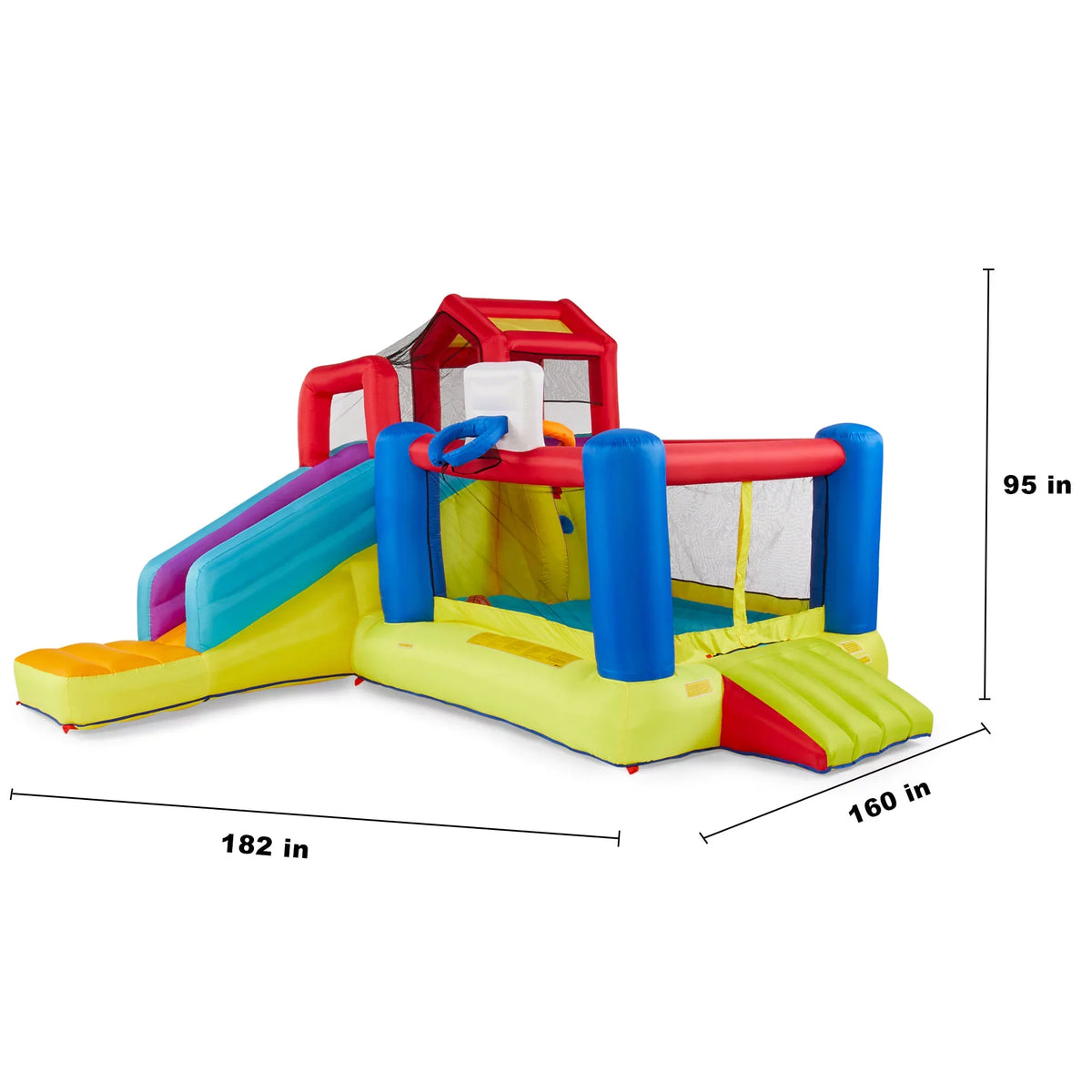 exterior House 2 & Activities Slide, Climbing Sports Bounce with Banzai Wall