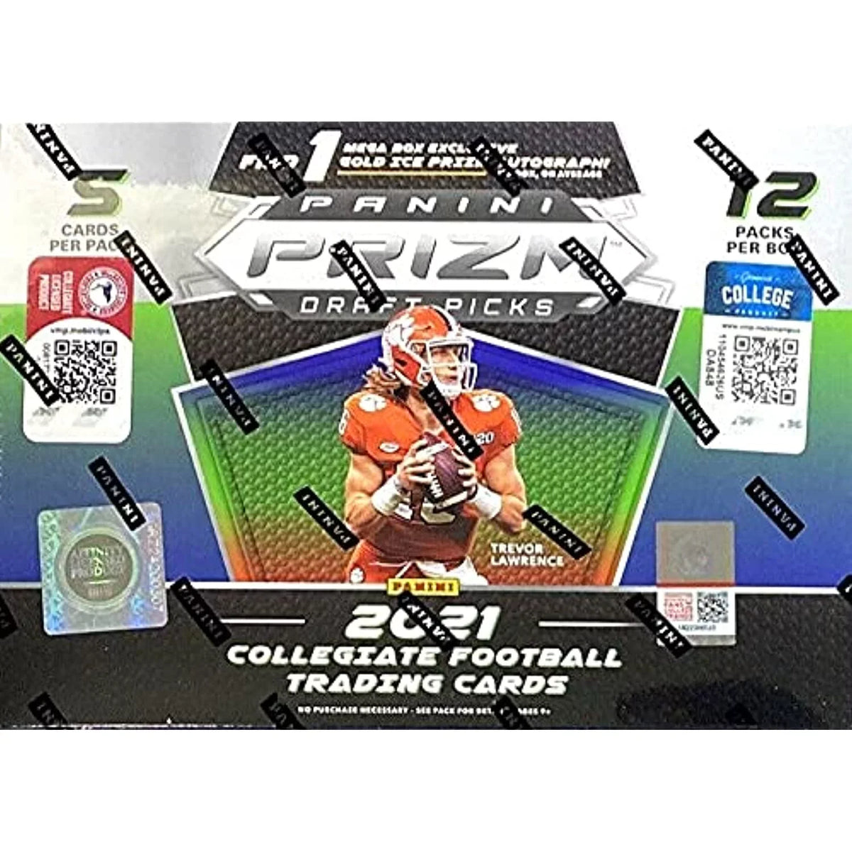 pks/bx, Prizm Gold Panini Autograph Picks Prizm Ice MEGA Football Box (12 ONE 2021 card/bx) Draft