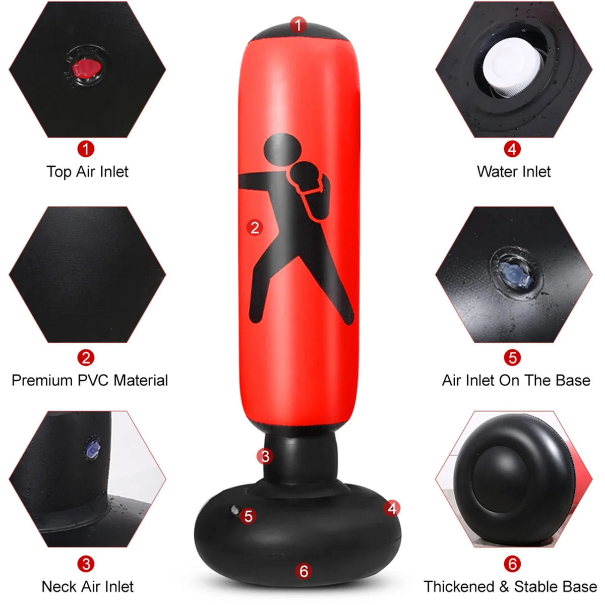Boxing Bag 5.2ft Fitness PVC Boxing Punching Andoer Bag, Bag for Inflatable Target Training,